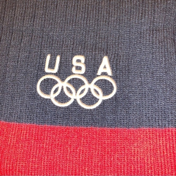 USA Olympics Logo Knit Scarf Blue with Red Trim and White Logo - Picture 6 of 6